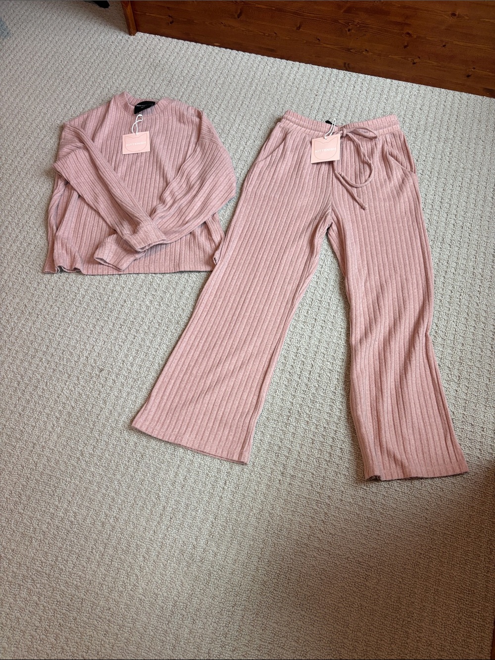 NWT Kittenish Dusty Rose Ribbed Lounge Set - Size Small - Picture 2 of 5